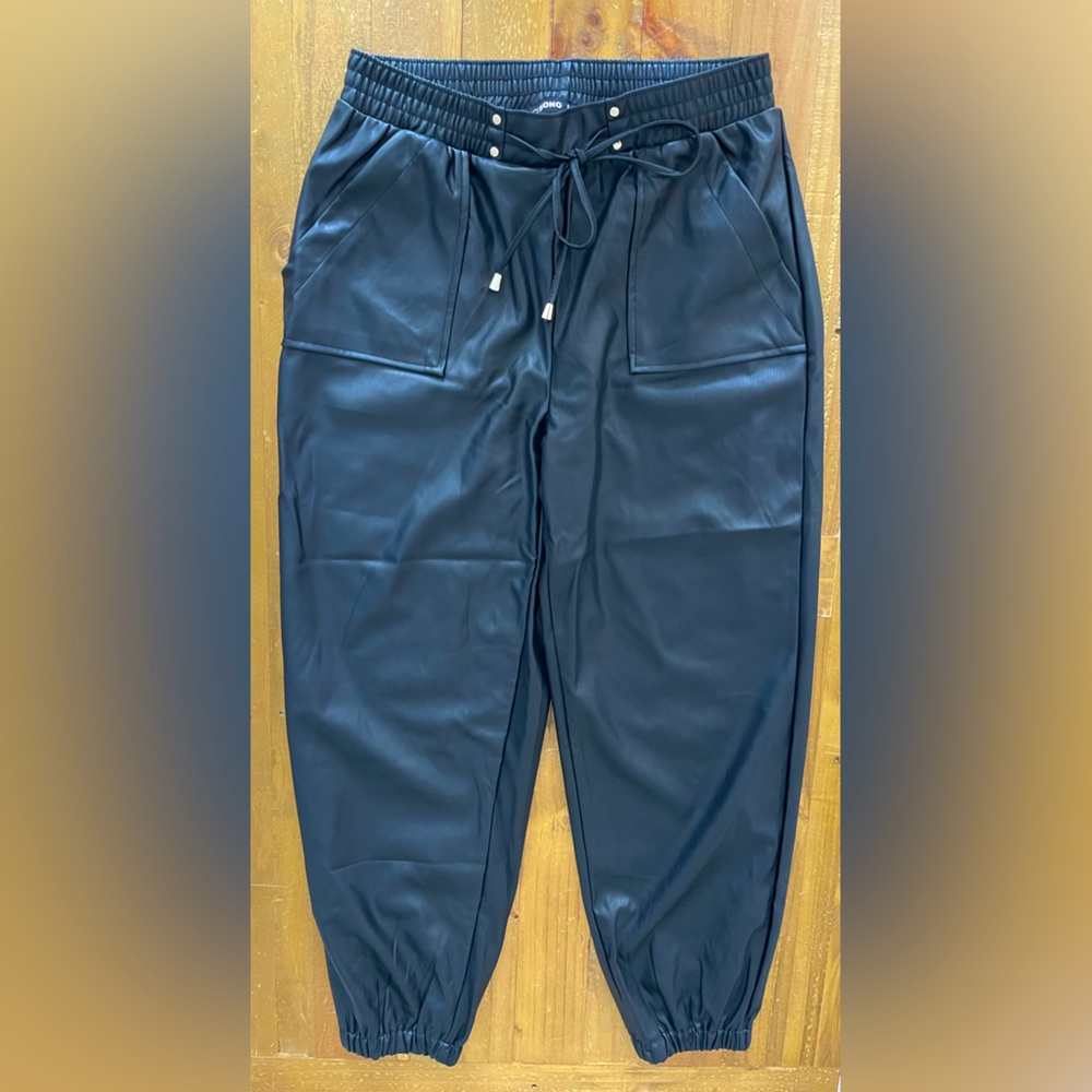 Faux leather joggers
